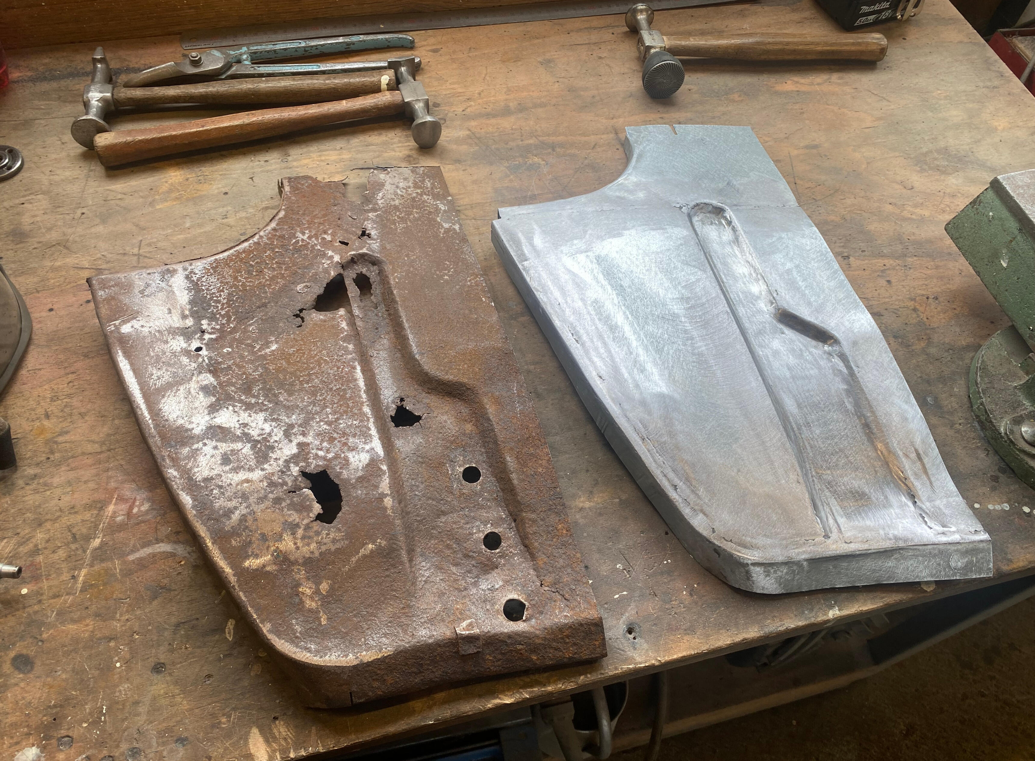Austin Healey Sprite boot floor localised repair section.